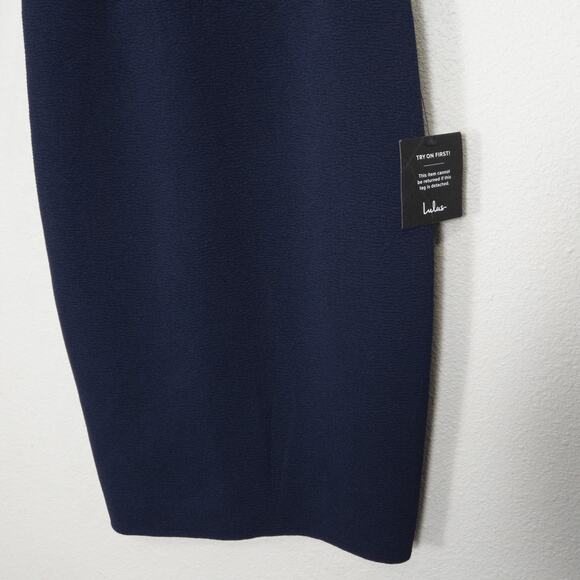 Lulus Bodycon Dress Square Neck Navy Size Small Minimalist Renaissance - Picture 6 of 8
